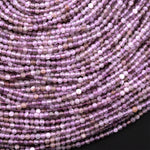 Faceted Natural Light Purple Amethyst 2mm Round Beads Small Miro Faceted Gemstone 15.5" Strand
