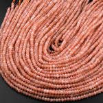AAA Micro Faceted Natural Peach Moonstone 4mm Rondelle Gemstone Beads 15.5" Strand
