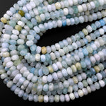 Large Natural Multicolor Aquamarine Faceted Rondelle Beads 8mm 15.5" Strand