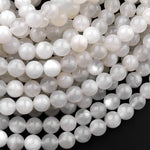 Natural Creamy White Moonstone 6mm 8mm 10mm Round Beads 15.5" Strand