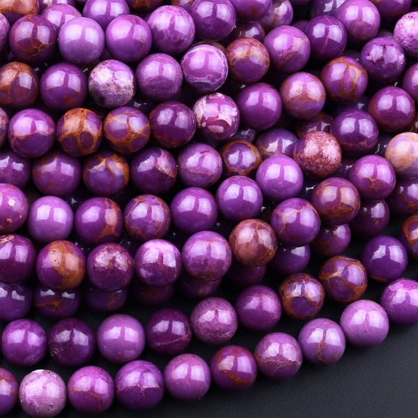 Natural Phosphosiderite 6mm 8mm 10mm Round Beads Natural Rich Lavender Purple Phosphosiderite High Polish 15.5" Strand