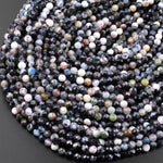 Micro Faceted Natural Phantom Aquamarine 4mm Round Beads 15.5" Strand