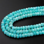 Natural Peruvian Amazonite Faceted Rondelle 8mm Beads Natural Sea Blue Green Gemstone Laser Diamond Cut 15.5" Strand