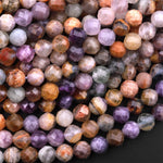 Natural Multicolor Rainbow Fluorite Faceted 6mm Round Beads Golden Brown Yellow Purple Green 15.5" Strand