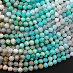Peruvian Amazonite 4mm Faceted Round Beads Multi Shaded Natural Sea Blue Green Gemstone Micro Laser Diamond Cut 15.5" Strand