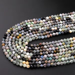 Micro Faceted Multicolor Mixed Gemstone Round Beads 4mm Prehnite Tourmaline Opal 15.5" Strand