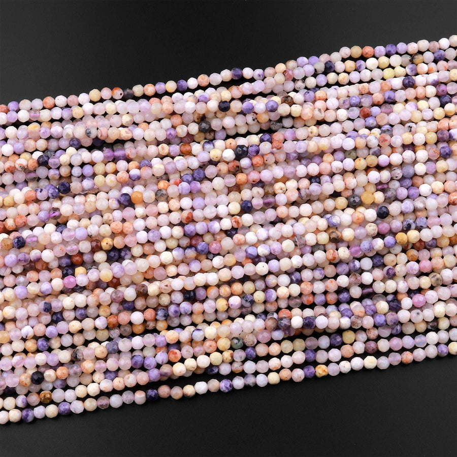 Natural Mexican Morado Purple Opal Faceted 3mm Round Beads 15.5" Strand