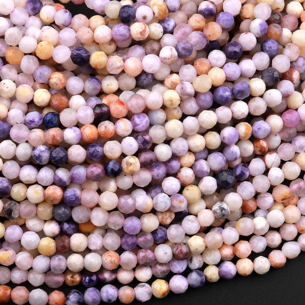 Natural Mexican Morado Purple Opal Faceted 3mm Round Beads 15.5" Strand