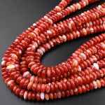 Natural Red Agate 6mm 8mm 10mm Rondelle Beads Amazing Veins Bands 15.5" Strand