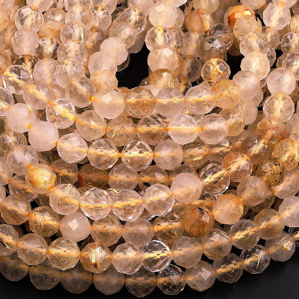Rutilated Quartz Faceted Gemstones Rondelle Beads, Jewelry Making Supp –  GemMartUSA