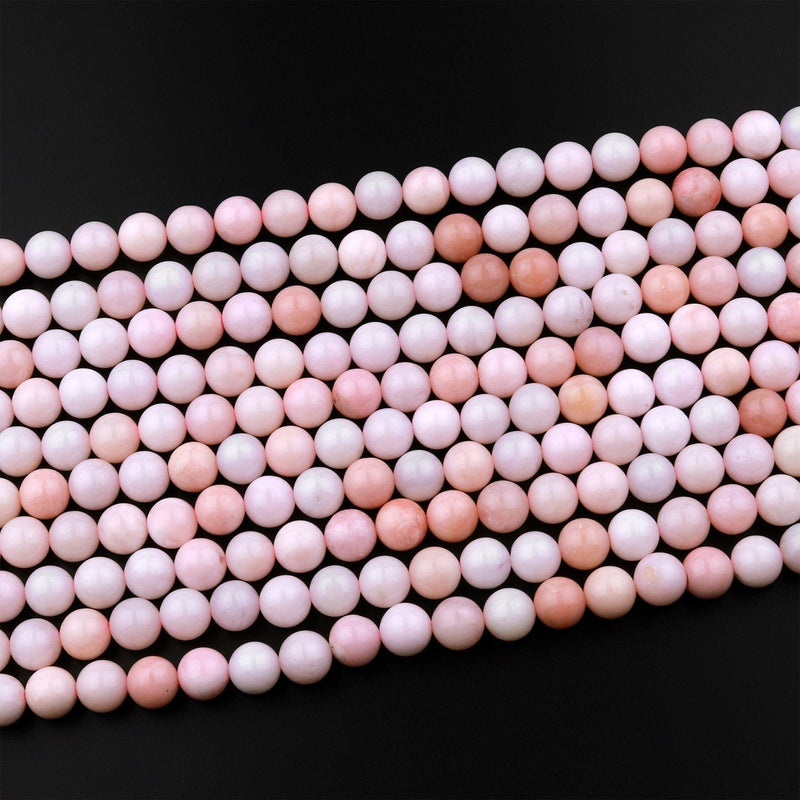 Natural Pink Opal 4mm 6mm 8mm 10mm Smooth Round Beads 15.5" Strand