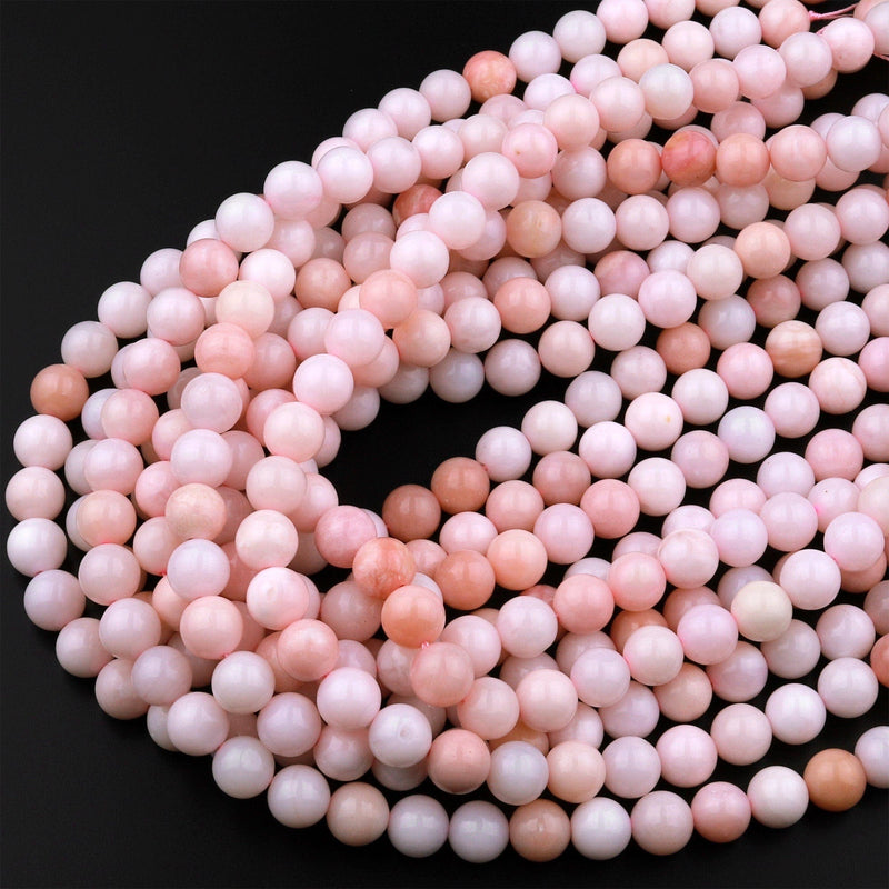 Natural Pink Opal 4mm 6mm 8mm 10mm Smooth Round Beads 15.5" Strand