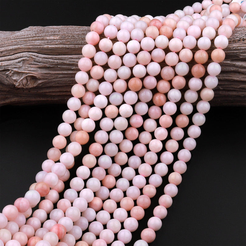 Natural Pink Opal 4mm 6mm 8mm 10mm Smooth Round Beads 15.5" Strand