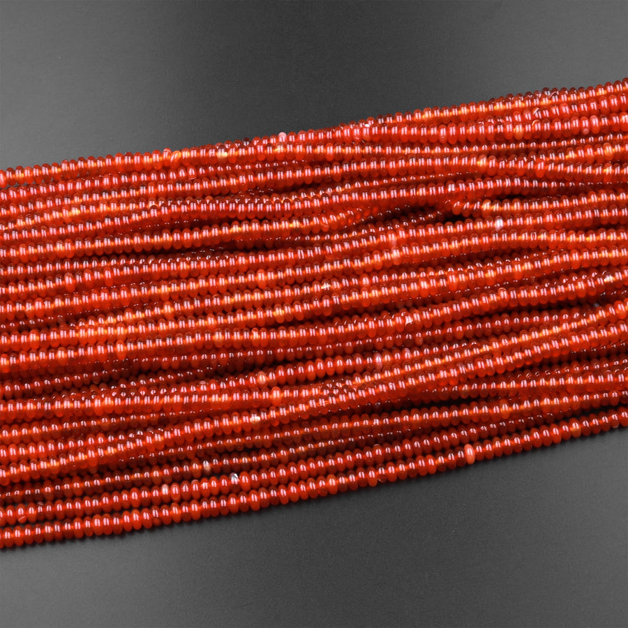 Natural Red Agate 4mm 6mm 8mm Rondelle Beads 15.5" Strand