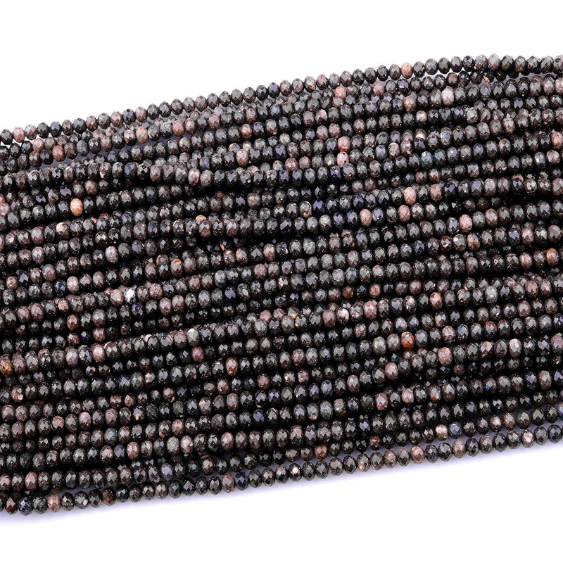 Natural Australian Black Opal Faceted 4mm 5mm Rondelle Beads 15.5" Strand