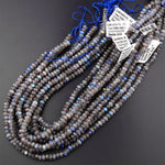 AA Faceted Labradorite Rondelle Beads 7mm Brilliant Rainbow Blue Flashes Fire 15.5" Strand