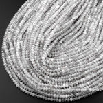 Natural Black Tourmaline Rutilated Rutile Quartz 4mm Faceted Rondelle Beads Micro Diamond Cut Gemstone 15.5" Strand