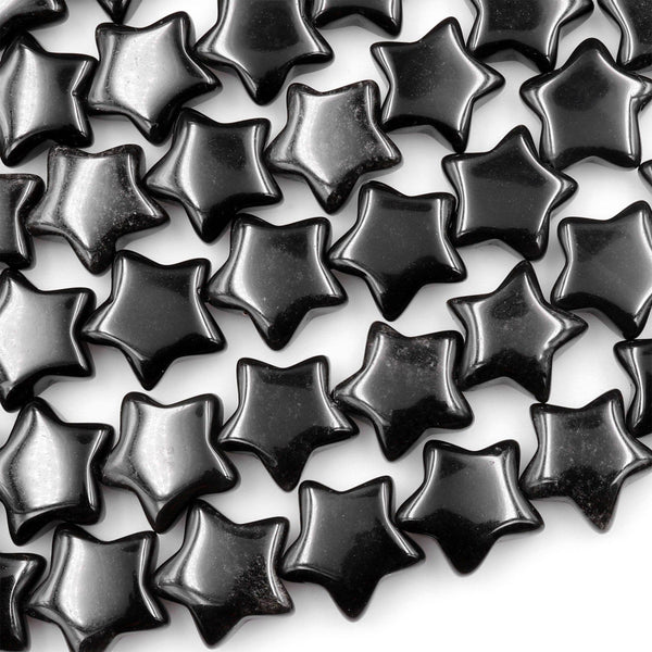 Natural Rainbow Black Obsidian Star Shaped Gemstone Beads 15.5" Strand