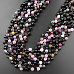 Natural Pink Green Tourmaline Faceted 6mm Rounded Teardrop Briolette Beads 15.5" Strand