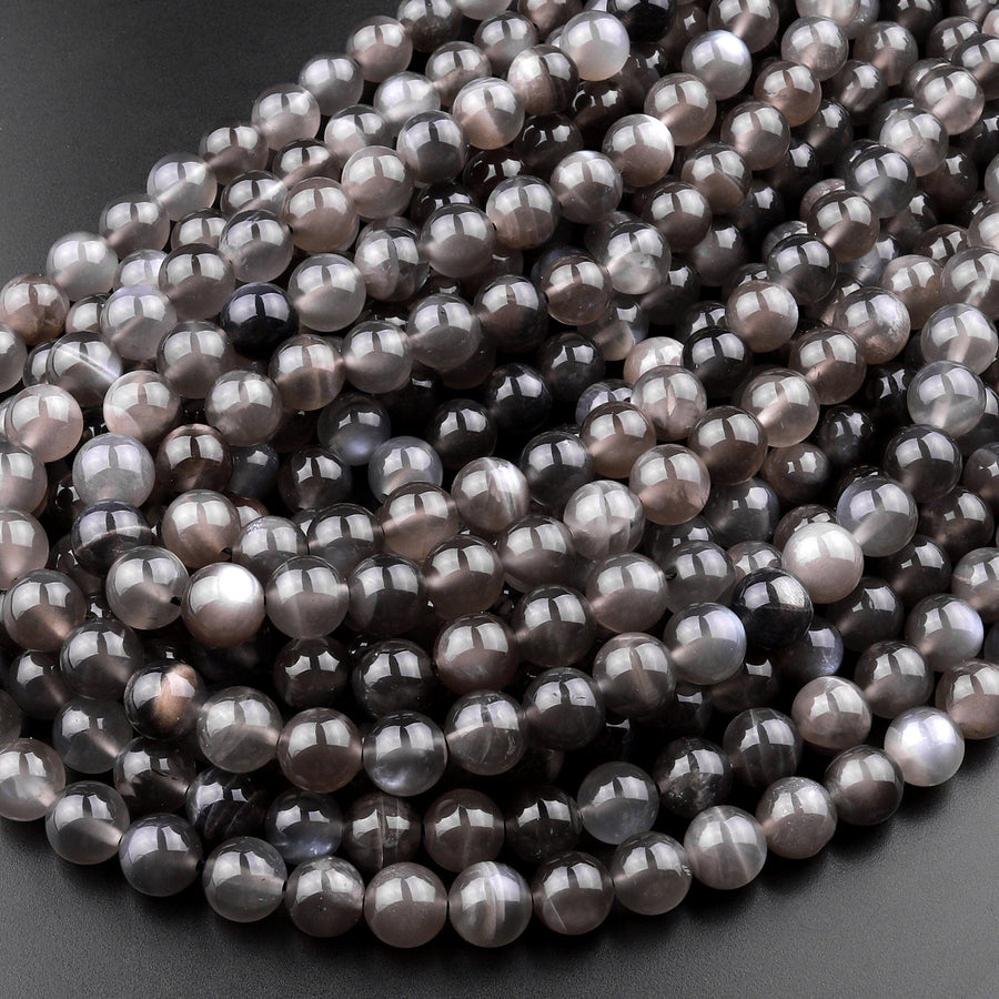 AAA Natural Black Moonstone 4mm 6mm 8mm 10mm Round Beads 15.5" Strand