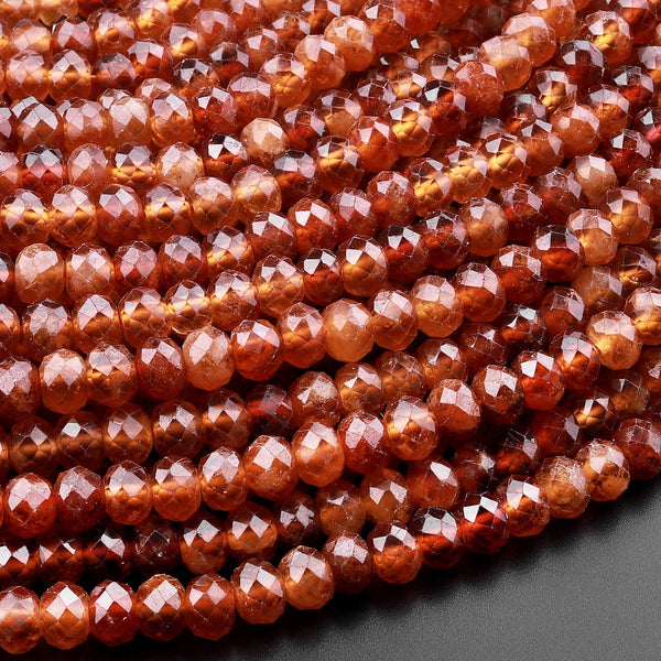 Natural Orange Hessonite Garnet Faceted 6mm Rondelle Beads 15.5" Strand