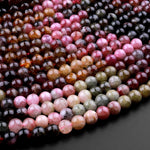 Natural Multicolor Watermelon Pink Green Tourmaline Round Beads 5mm 6mm Colorful Real Genuine Tourmaline Gemstone 15.5" Strand