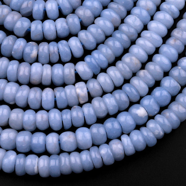 Natural Blue Angelite 6mm Rondelle Heishi Beads Aka Canadian Angel Stone Soft Pastel Blue 15.5" Strand