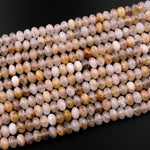 Natural Golden Rutilated Quartz  6mm 8mm Faceted Rondelle Beads 15.5" Strand