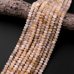 Natural Golden Rutilated Quartz  6mm 8mm Faceted Rondelle Beads 15.5" Strand