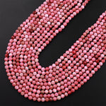 AAA Micro Faceted Natural Pink Red Thulite 3mm Round Beads Diamond Cut Gemstone From Norway 15.5" Strand