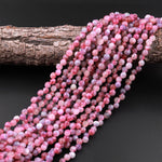 Natural Pink Tourmaline Lepidolite Faceted 6mm Rounded Teardrop Briolette Beads 15.5" Strand