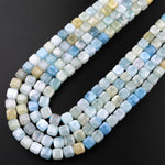 AAA Translucent Natural Blue Yellow Green Aquamarine Faceted 6mm Cube Beads Micro Faceted Laser Diamond Cut 15.5" Strand