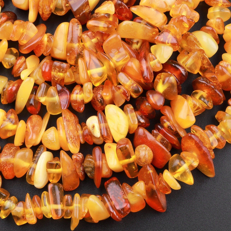 Real Genuine Natural Baltic Amber Beads Golden Yellow Amber Freeform Chip 15.5" Strand