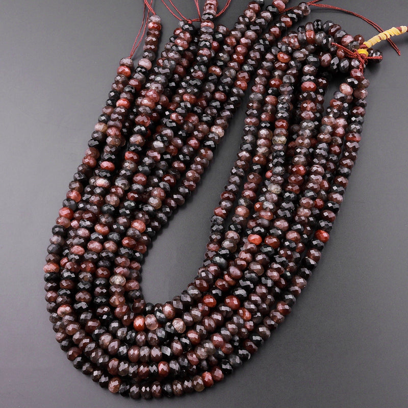 Natural Cat's Eye Sillimanite 7mm 8mm Faceted Rondelle Beads 15.5" Strand