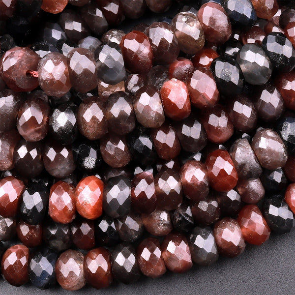 Natural Cat's Eye Sillimanite 7mm 8mm Faceted Rondelle Beads 15.5" Strand