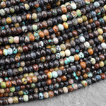 Genuine Natural Dragon Skin Turquoise 3mm Faceted Rondelle Beads 15.5" Strand
