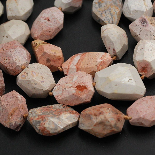 Mexican Fire Opal Beads Stunning Quality Large Faceted Nugget Freeform Genuine Real Red Orange Opal Beads Drilled Gemstone 15.5" Strand
