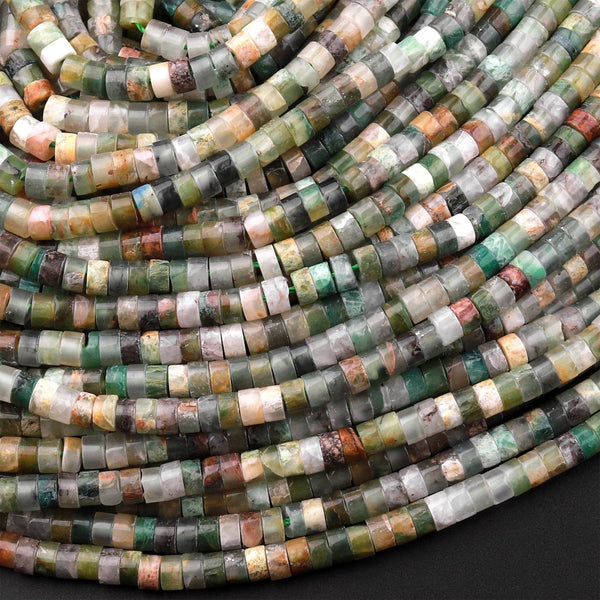 Natural Indian Agate 4mm Heishi Rondelle Beads 15.5" Strand