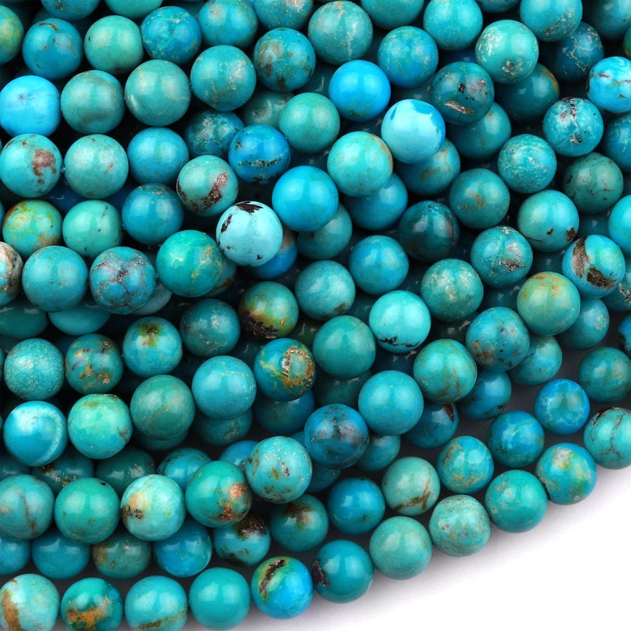 Real Genuine Natural Turquoise 6mm Round Beads High Quality Vibrant Blue Green Turquoise Gemstone 15.5" Strand