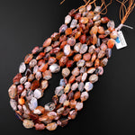 AAA Rare Genuine Natural Mexican Fire Opal Beads Faceted Freeform Nuggets Fiery Red Orange Opal Beads 15.5" Strand