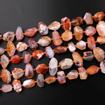 AAA Rare Genuine Natural Mexican Fire Opal Beads Faceted Freeform Nuggets Fiery Red Orange Opal Gemstone 15.5" Strand