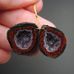 Drilled Natural Tabasco Geode Earrings Pair Red Druzy Drusy Agate Freeform Matched Gemstone Beads