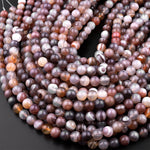 Natural Gray Agate 4mm 6mm 8mm 10mm Round Beads Interesting Veins Bands 15.5" Strand
