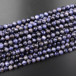 Faceted Natural Iolite Round Beads 8mm Gemstone 15.5" Strand
