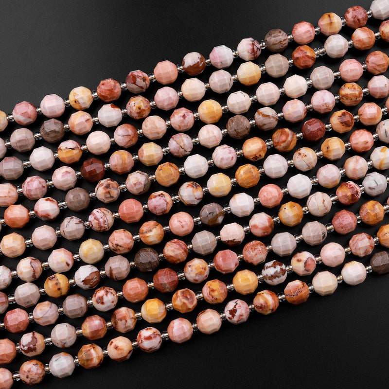 Rare Natural Hidden Valley Jasper (Idaho) 8mm Prism Rounded Point Beads 15.5" Strand