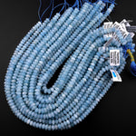 AA Faceted Natural Blue Aquamarine Rondelle Beads 6mm 8mm 10mm 15.5" Strand