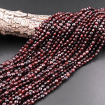 Natural Red Garnet Faceted Coin 5mm Beads 15.5" Strand