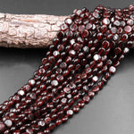 AA Natural Red Garnet Smooth Coin 8mm Beads 15.5" Strand