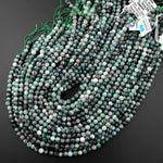 Real Genuine Natural Green Emerald Gemstone Faceted 5mm 6mm Round Beads Laser Diamond Cut Gemstone May Birthstone 15.5" Strand