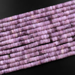 Natural Lilac Purple Lepidolite 4mm 6mm Heishi Rondelle Beads 15.5" Strand